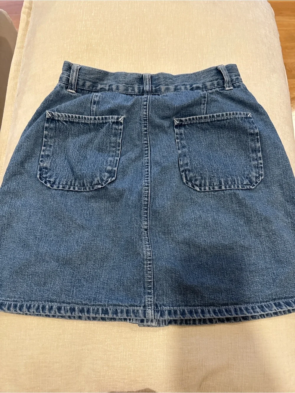 NY Jeans New York & Company Denim Button Front Mini Skirt Sz 4 Blue 100% Cotton